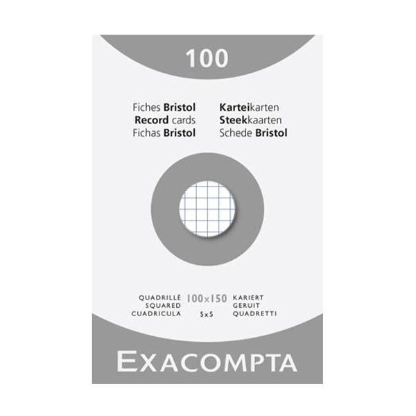 Exacompta fiche Bristol quadrillée 100 x 150 mm (100 pièces) 404619 - 1