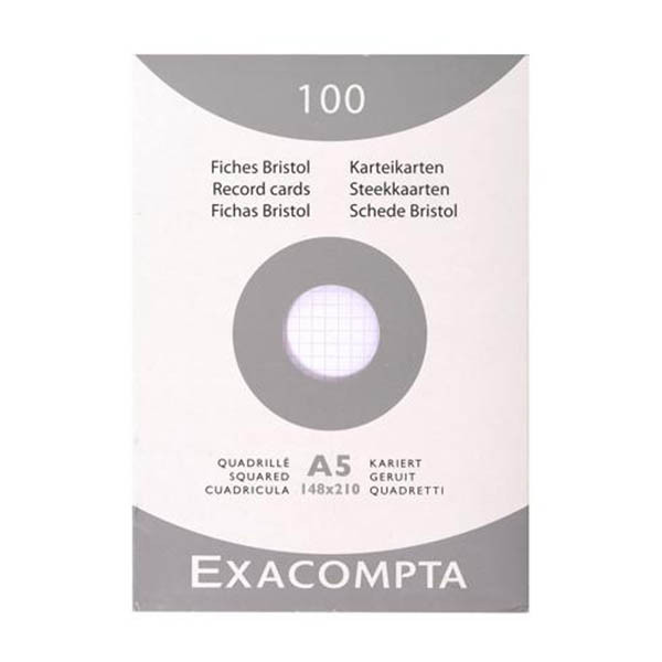 Exacompta fiche Bristol quadrillée 148 x 210 mm (100 pièces) 404622 - 1