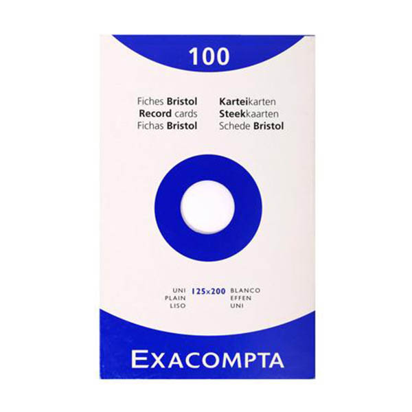 Exacompta fiche Bristol vierge 125 x 200 mm (100 pièces) - blanc 404626 - 1