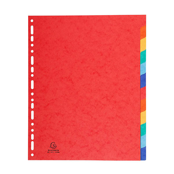 Exacompta intercalaires en carton A4+ colorés avec 12 onglets (11 trous) 404664 - 1