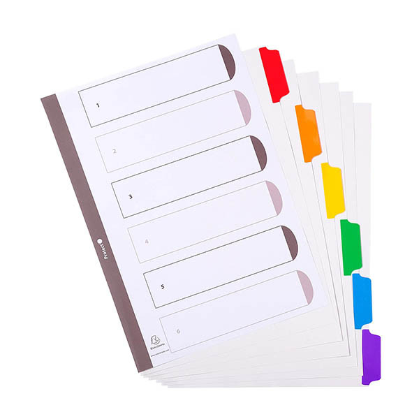 Exacompta intercalaires en carton A4 avec 6 onglets colorés (11 trous) - blanc 404666 - 1