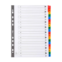 Exacompta intercalaires en carton A4 avec onglets A-Z colorés (11 trous) - blanc 404665