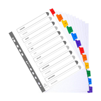 Exacompta intercalaires en carton A4 avec onglets colorés de janvier à décembre (11 trous) - blanc 404522