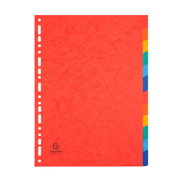 Exacompta intercalaires en carton A4 colorés avec 12 onglets (11 trous) 404661 - 1