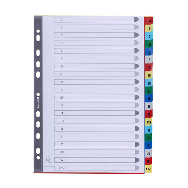 Exacompta intercalaires en plastique A4 colorés avec 20 onglets A-Z (11 trous) 404499 - 1