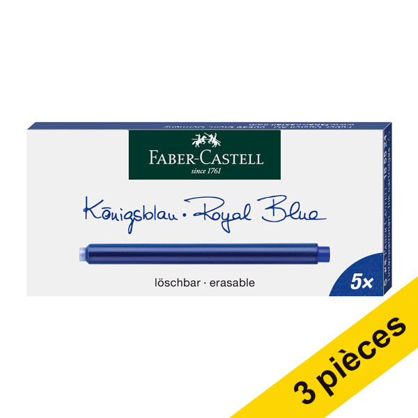 Offre : 3x Faber-Castell cartouches d'encre extra longues (5 pièces) - bleu 220190 - 1