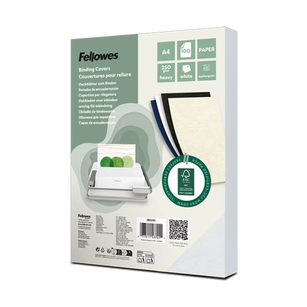Fellowes Leatherlook couverture pour reliure 250 grammes A4 (100 pièces) - blanc 213197 - 1