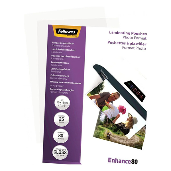 Fellowes pochette de plastification photo 100x150 mm brillante 2x80 microns (25 pièces) 213388 - 2