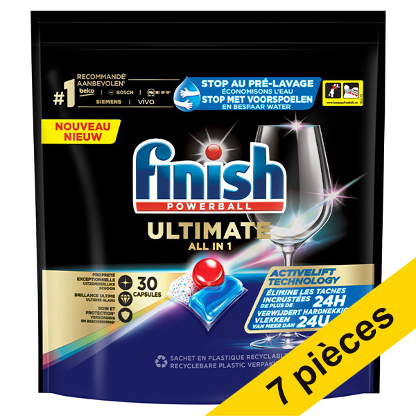 Offre : Finish Powerball All-in-1 Regular tablettes pour lave-vaisselle (210 lavages) SFI01066 - 1