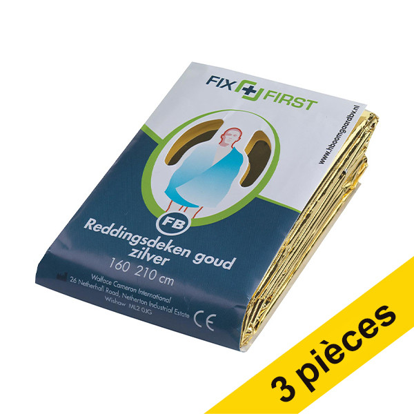 Offre : 3x Fixfirst couverture de survie 160 x 210 cm - argent/or 406168 - 1