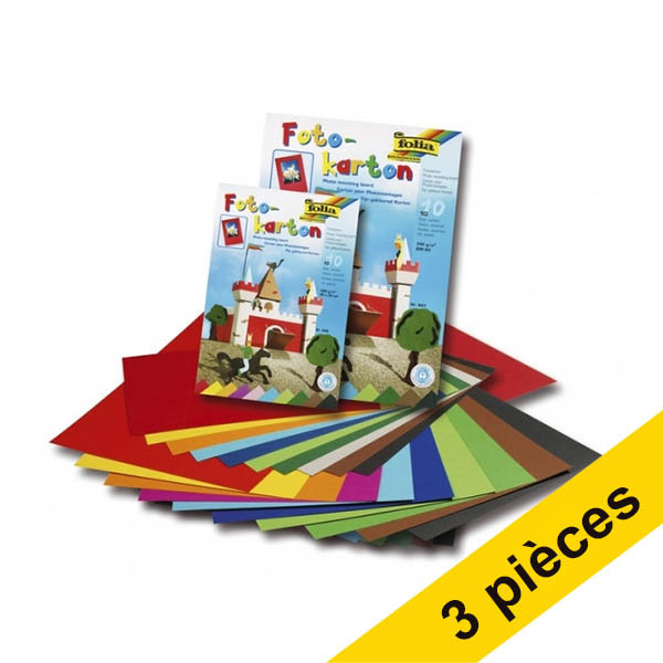 Offre : 3x Folia carton photo de couleur 22 x 33 cm (10 feuilles) 303179 - 1