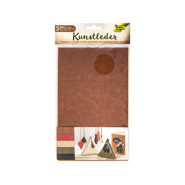 Folia cuir artificiel assortiment 17 x 27 cm (5 feuilles) 222204 - 1