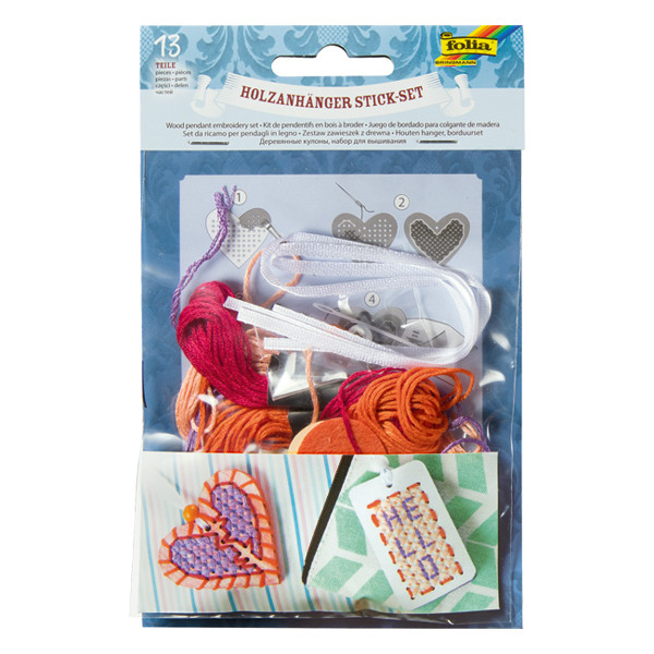 Folia ensemble de broderie avec des coeurs en bois 222279 - 1