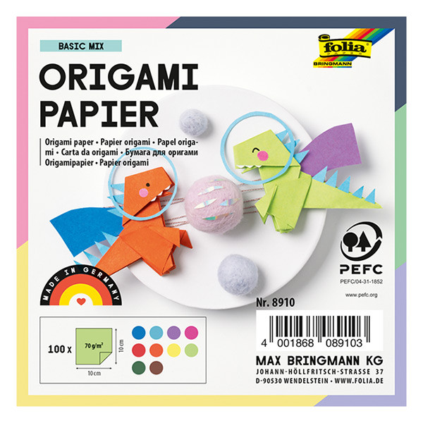 Folia feuilles à plier colorées 10 x 10 cm (100 feuilles) 222154 - 2