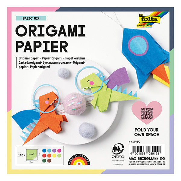 Folia feuilles de pliage colorées 15 x 15 cm (100 feuilles) 222106 - 2