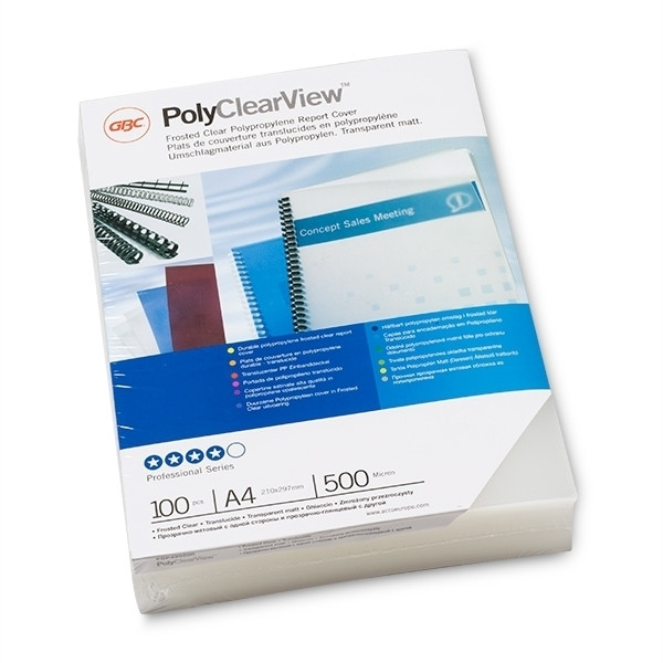 GBC ESP425500 PolyClearView couverture de reliure 500 microns mate transparente (100 pièces) 207824 - 1