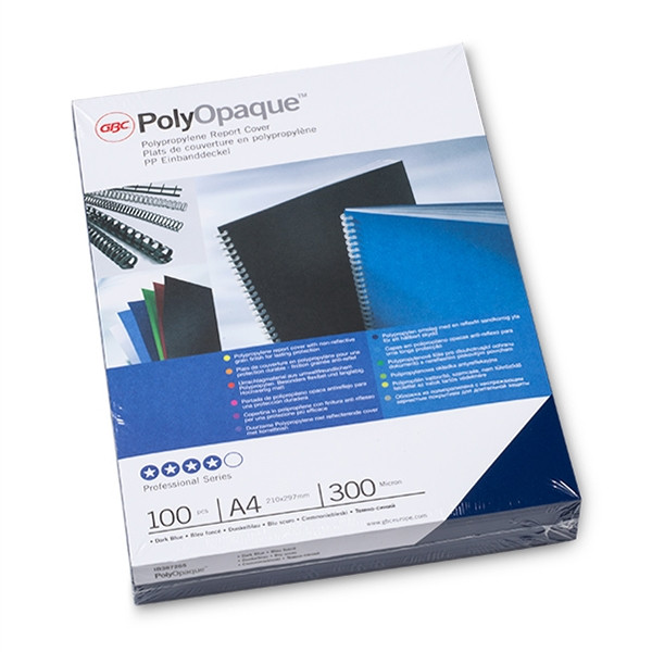 GBC IB387265 PolyOpaque couverture de reliure 300 microns (100 pièces) - bleu foncé 207466 - 1