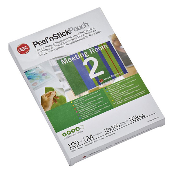 GBC pochette de plastification auto-adhésive A4 brillante 2x100 microns (100 pièces) 207046 - 1