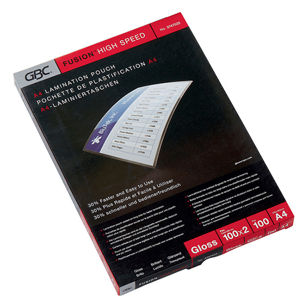 GBC pochette de plastification grande vitesse A4 brillante 2x100 microns (100 pièces) 207622 - 1