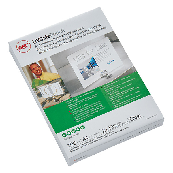 GBC pochette de plastification résistante aux UV A4 brillante 2x150 microns (100 pièces) 207629 - 1
