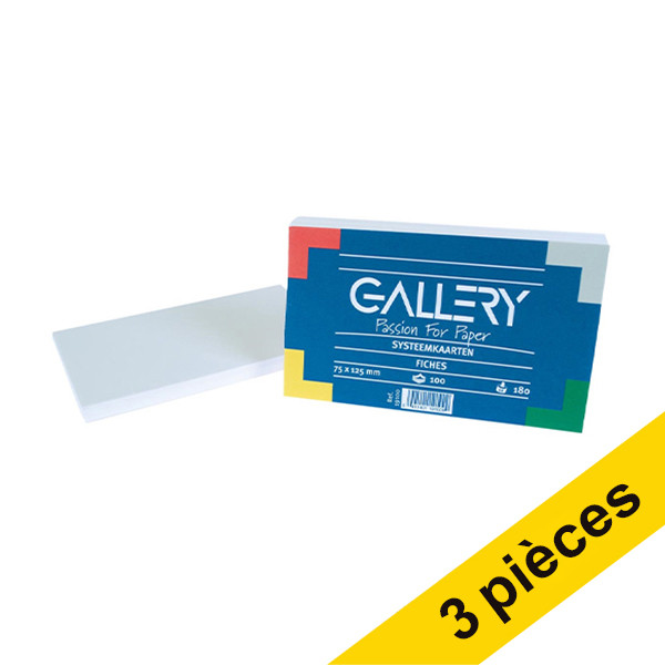 Offre : 3x Gallery fiche Bristol vierge 125 x 75 mm (100 pièces) - blanc 206466 - 1