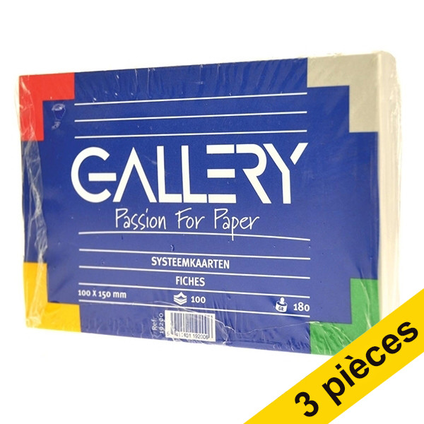 Offre : 3x Gallery fiche Bristol vierge 150 x 100 mm (100 pièces) - blanc 035172 - 1