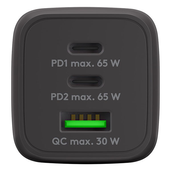 Goobay chargeur USB 3 ports (1x USB-A, 2x USB-C, 65W, Power Delivery) -  noir K180107713 - 2