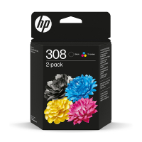 HP 308 (6L6S6UE) cartouche d'encre - noir + duopack couleur (d'origine) 055615