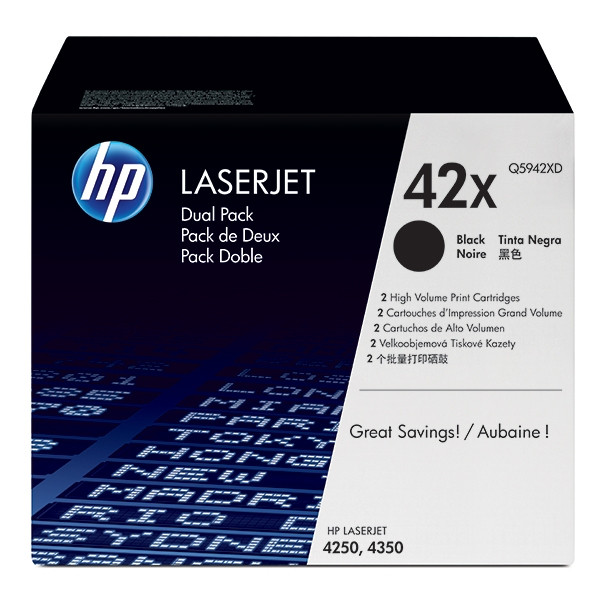 HP 42XD (Q5942XD) pack double toner haute capacité (d'origine) - noir 054086 - 1