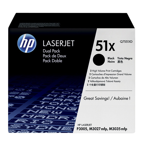 HP 51XD (Q7551XD) toner haute capacité duopack (d'origine) - noir 054084 - 1