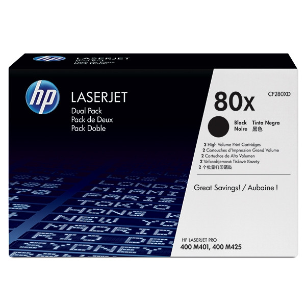 HP 80X (CF280XD) toner haute capacité duopack (d'origine) - noir 055072 - 1
