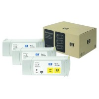 HP 81 (C5069A) multipack jaune 3 pièces (d'origine) 031475