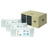 HP 81 (C5070A) multipack cyan clair 3 pièces (d'origine) 031485