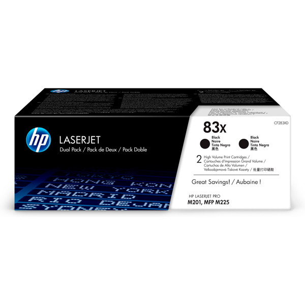 HP 83X (CF283XD) toner haute capacité duopack (d'origine) - noir 054273 - 1