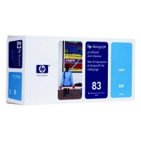 HP 83 (C4961A) tête d'impression cyan UV avec nettoyant pour tête d'impression (d'origine) 031630