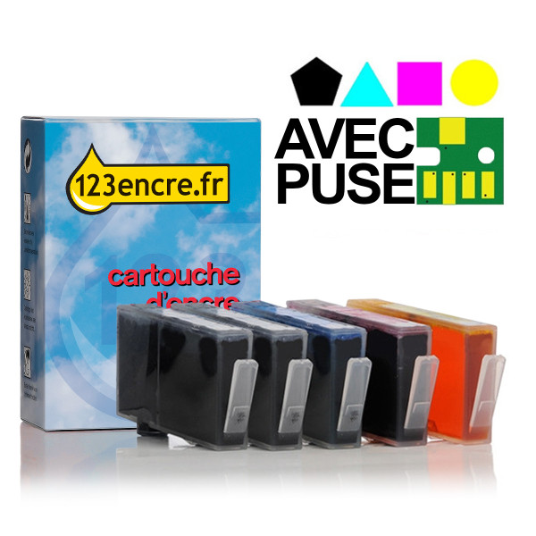 Marque 123ence remplace HP 364XL multipack 2x noir + 3 couleurs 160733 - 1