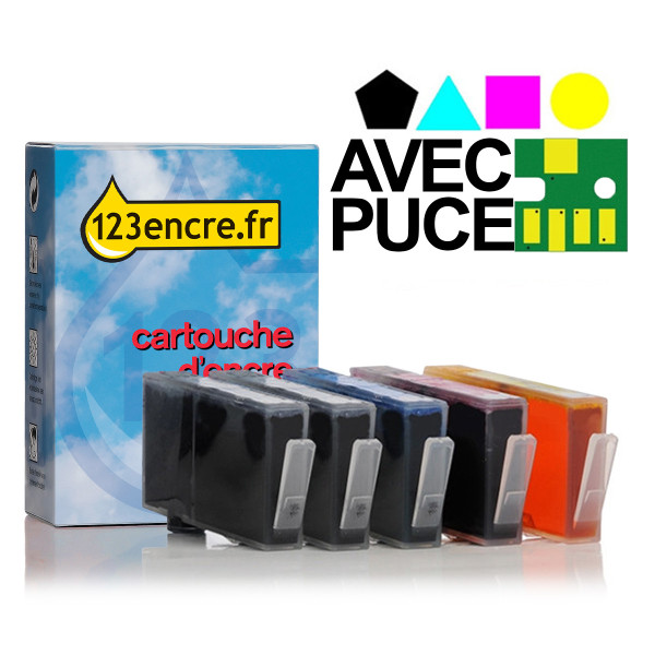 Marque 123ence remplace HP 364XL multipack 2x noir + 3 couleurs 160733 - 1