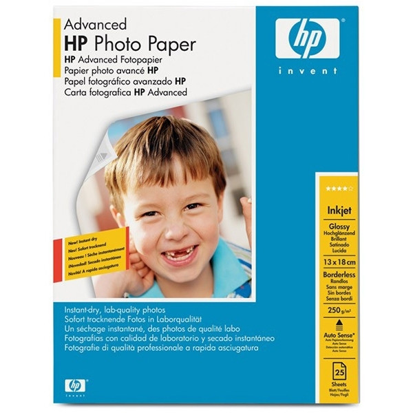 HP Q8696A Advanced Glossy papier photo 250 g/m² 13 x 18 cm sans marge (25 feuilles) 064870 - 1