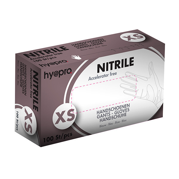 HY@PRO Medical Accelerator Free gants en nitrile sans poudre XS (3,5 grammes, 24 cm, 100 pièces) - bleu SHY00018 - 1