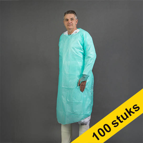 Offre : 10x HY@PRO CPE tablier à manches 100 x 125 cm (1 pièce) - vert SHY00652 - 1