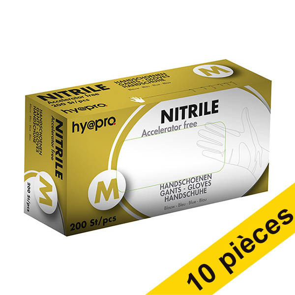 Offre : 10x HY@PRO Medical Accelerator Free gants en nitrile sans poudre M (3,5 grammes, 24 cm, 200 pièces) - bleu SHY00031 - 1