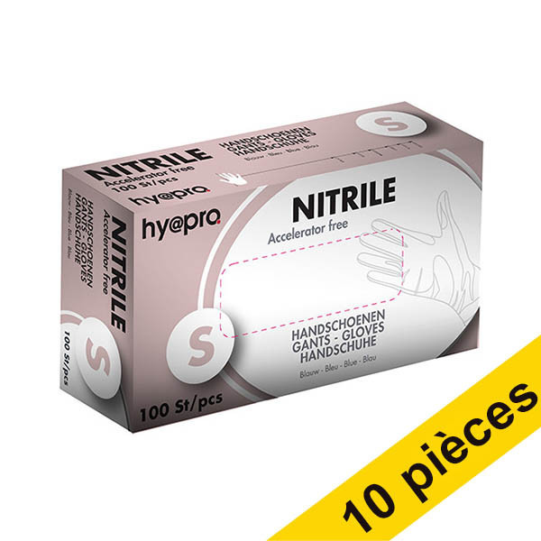 Offre : 10x HY@PRO Medical Accelerator Free gants en nitrile sans poudre S (3,5 grammes, 24 cm, 100 pièces) - bleu SHY00021 - 1