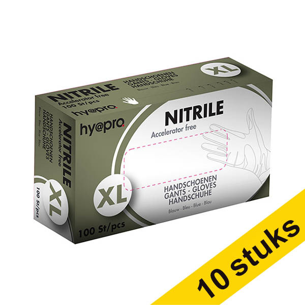 Offre : 10x HY@PRO Medical Accelerator Free gants en nitrile sans poudre XL (3,5 grammes, 24 cm, 100 pièces) - bleu SHY00027 - 1
