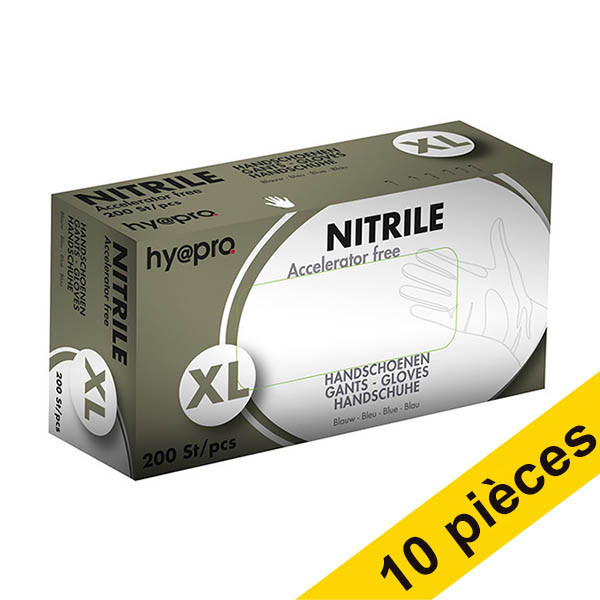 Offre : 10x HY@PRO Medical Accelerator Free gants en nitrile sans poudre XL (3,5 grammes, 24 cm, 200 pièces) - bleu SHY00035 - 1