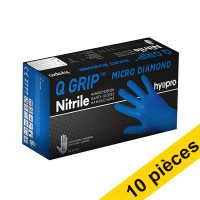 Offre : 10x HY@PRO Q Grip Micro Diamond gants en nitrile sans poudre L (29 cm, 50 pièces) - bleu