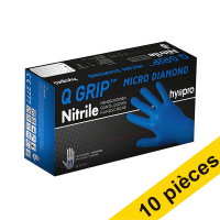 Offre : 10x HY@PRO Q Grip Micro Diamond gants en nitrile sans poudre M (29 cm, 50 pièces) - bleu