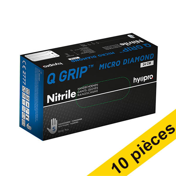 Offre : 10x HY@PRO Q Grip Micro Diamond gants en nitrile sans poudre S (24 cm, 50 pièces) - bleu SHY00165 - 1