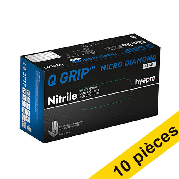 Offre : 10x HY@PRO Q Grip Micro Diamond gants en nitrile sans poudre XL (24 cm, 50 pièces) - bleu SHY00171 - 1
