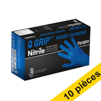 Offre : 10x HY@PRO Q Grip Micro Diamond gants en nitrile sans poudre XL (29 cm, 50 pièces) - bleu