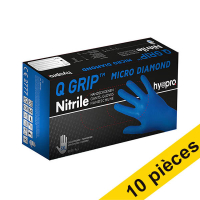 Offre : 10x HY@PRO Q Grip Micro Diamond gants en nitrile sans poudre XXXL (29 cm, 50 pièces) - bleu